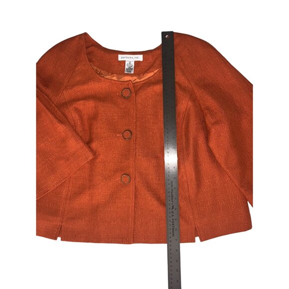 Pursuits, Ltd Womans Textured 3/4 Sleeve Orange Swing Jacket Size 12 - Picture 7 of 10